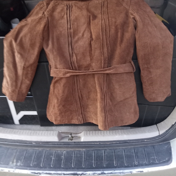 Women's brown sued leather coat - Picture 3 of 3